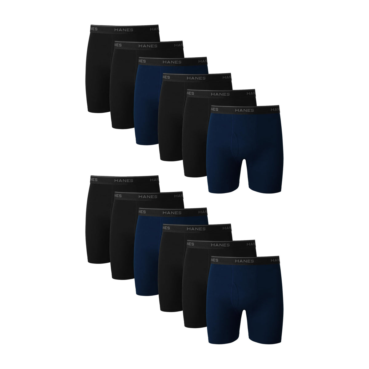 Hanes Paquete de calzoncillos tipo bóxer para hombre, de algodón fresco y transpirable, absorbe la humedad para hombre, sin enrollamiento