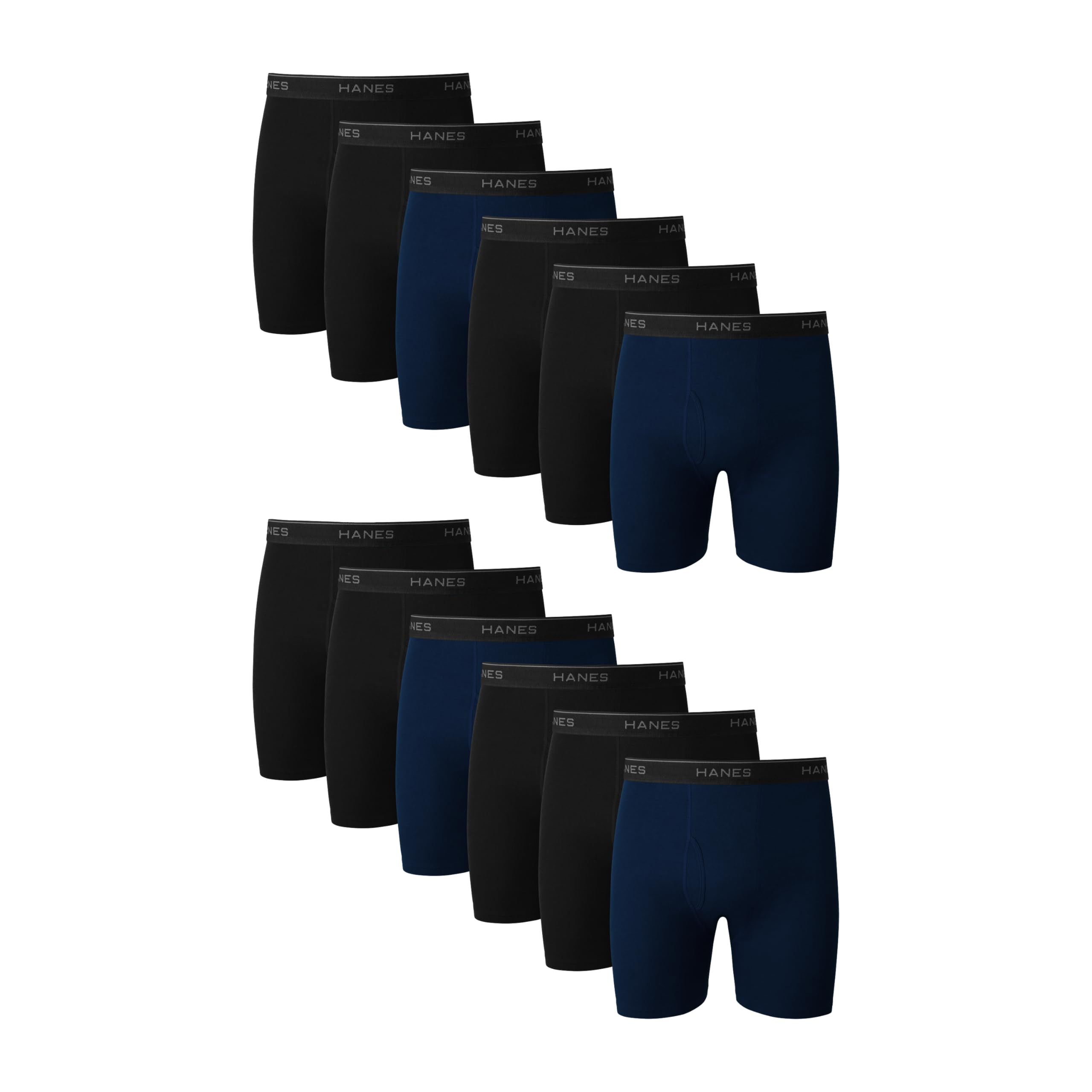 Hanes Paquete de calzoncillos tipo bóxer para hombre, de algodón fresco y transpirable, absorbe la humedad para hombre, sin enrollamiento