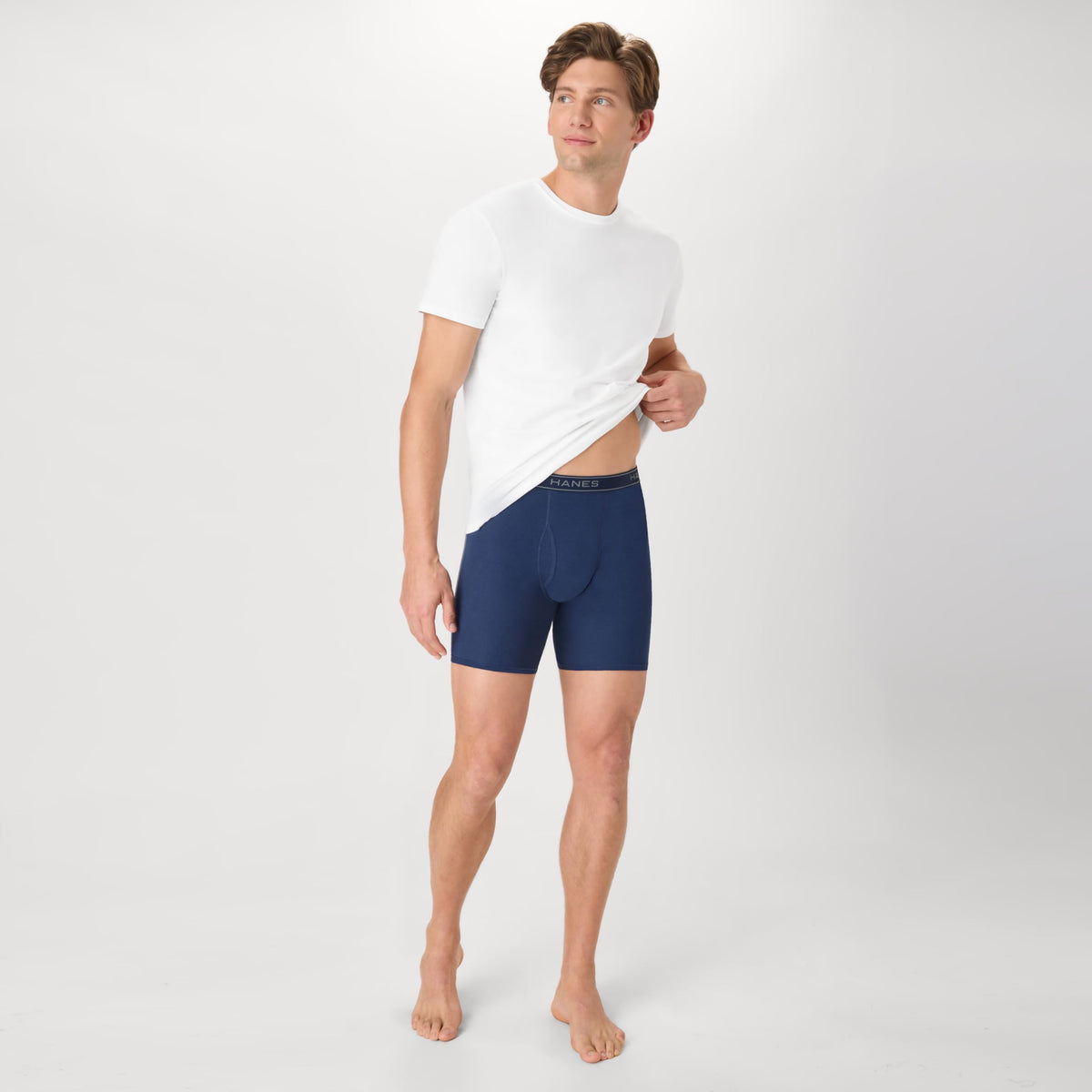 Hanes Paquete de calzoncillos tipo bóxer para hombre, de algodón fresco y transpirable, absorbe la humedad para hombre, sin enrollamiento