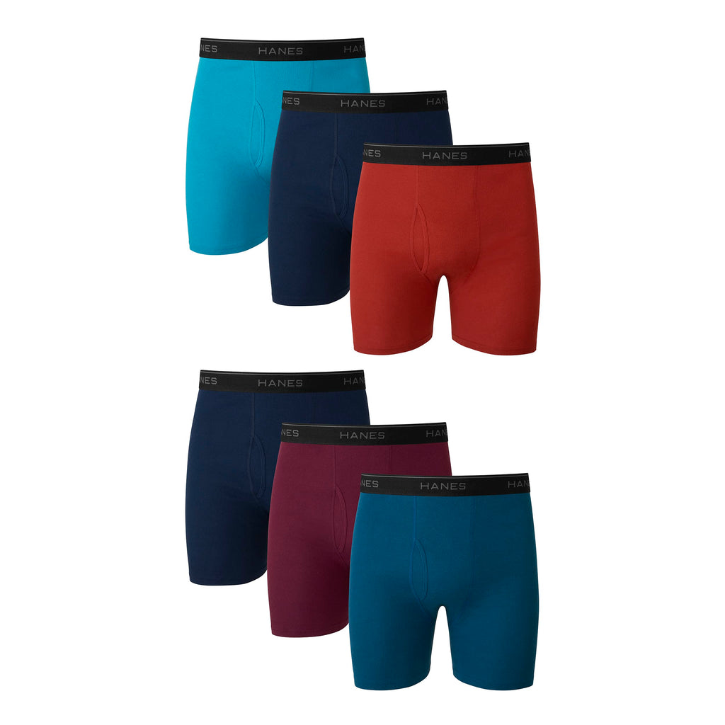 Hanes Paquete de calzoncillos tipo bóxer para hombre, de algodón fresco y transpirable, absorbe la humedad para hombre, sin enrollamiento