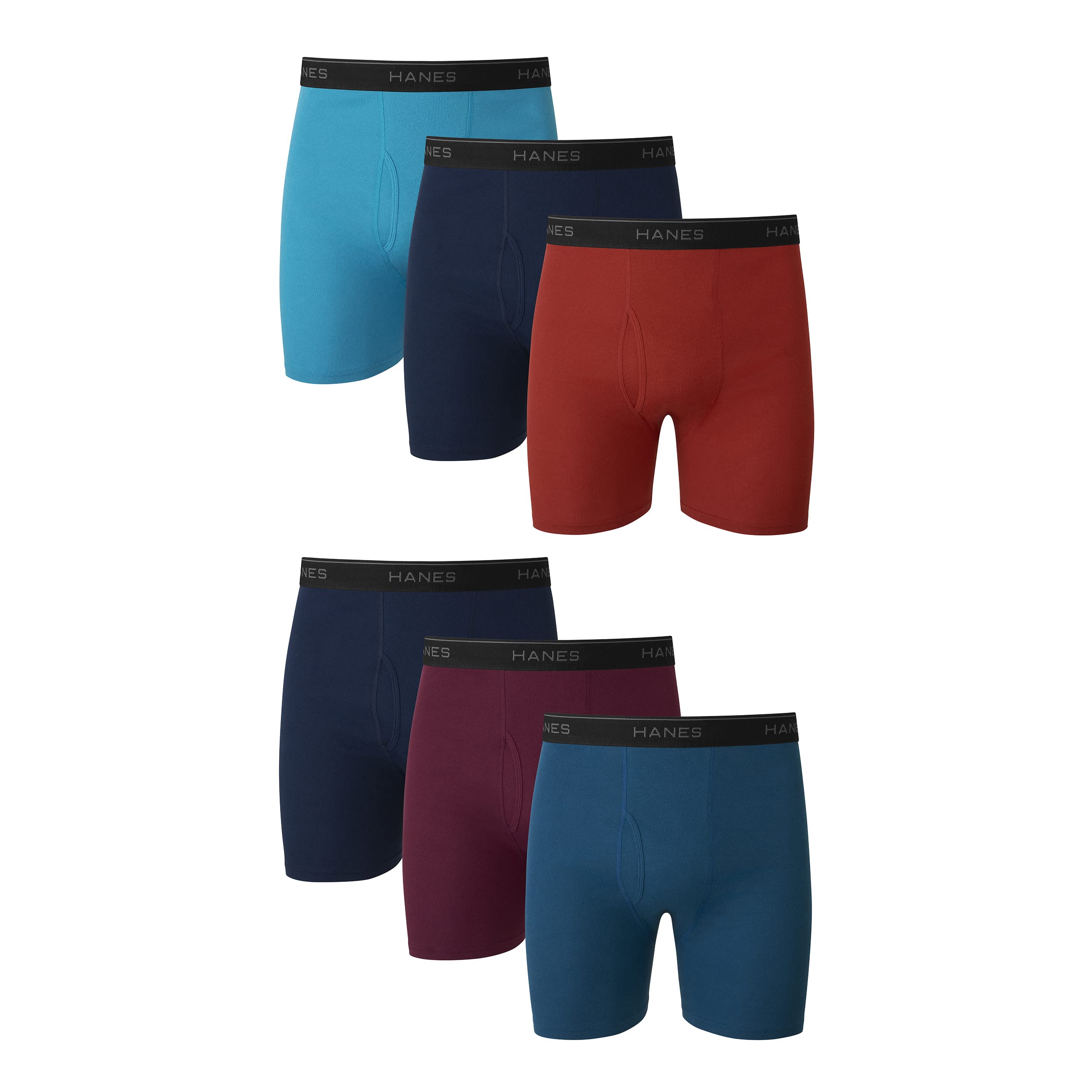 Hanes Paquete de calzoncillos tipo bóxer para hombre, de algodón fresco y transpirable, absorbe la humedad para hombre, sin enrollamiento