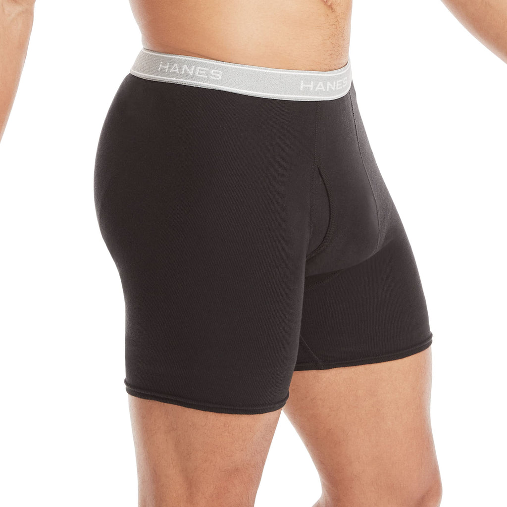 Hanes Paquete de calzoncillos tipo bóxer para hombre, de algodón fresco y transpirable, absorbe la humedad para hombre, sin enrollamiento