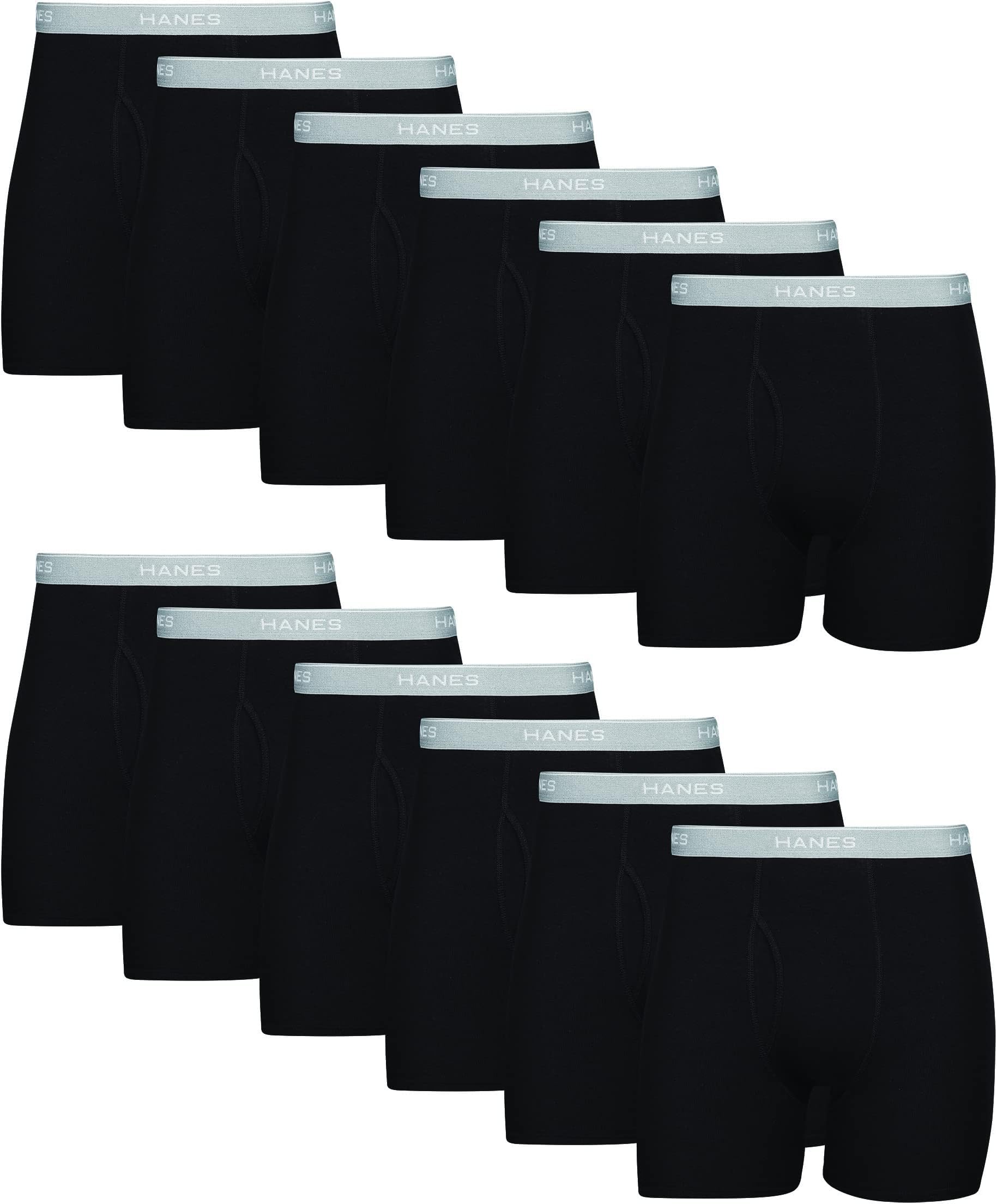 Hanes Paquete de calzoncillos tipo bóxer para hombre, de algodón fresco y transpirable, absorbe la humedad para hombre, sin enrollamiento
