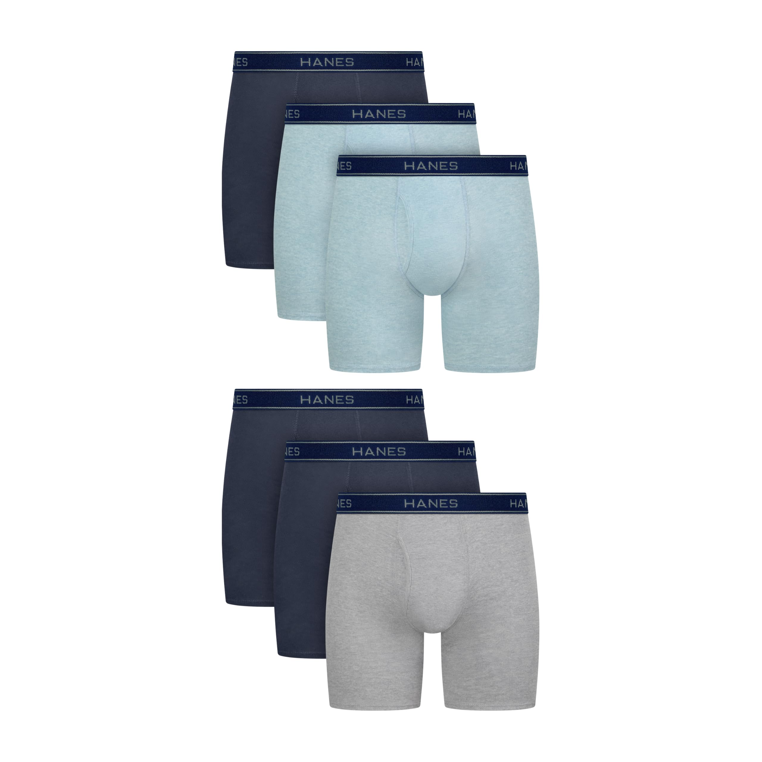 Hanes Paquete de calzoncillos tipo bóxer para hombre, de algodón fresco y transpirable, absorbe la humedad para hombre, sin enrollamiento