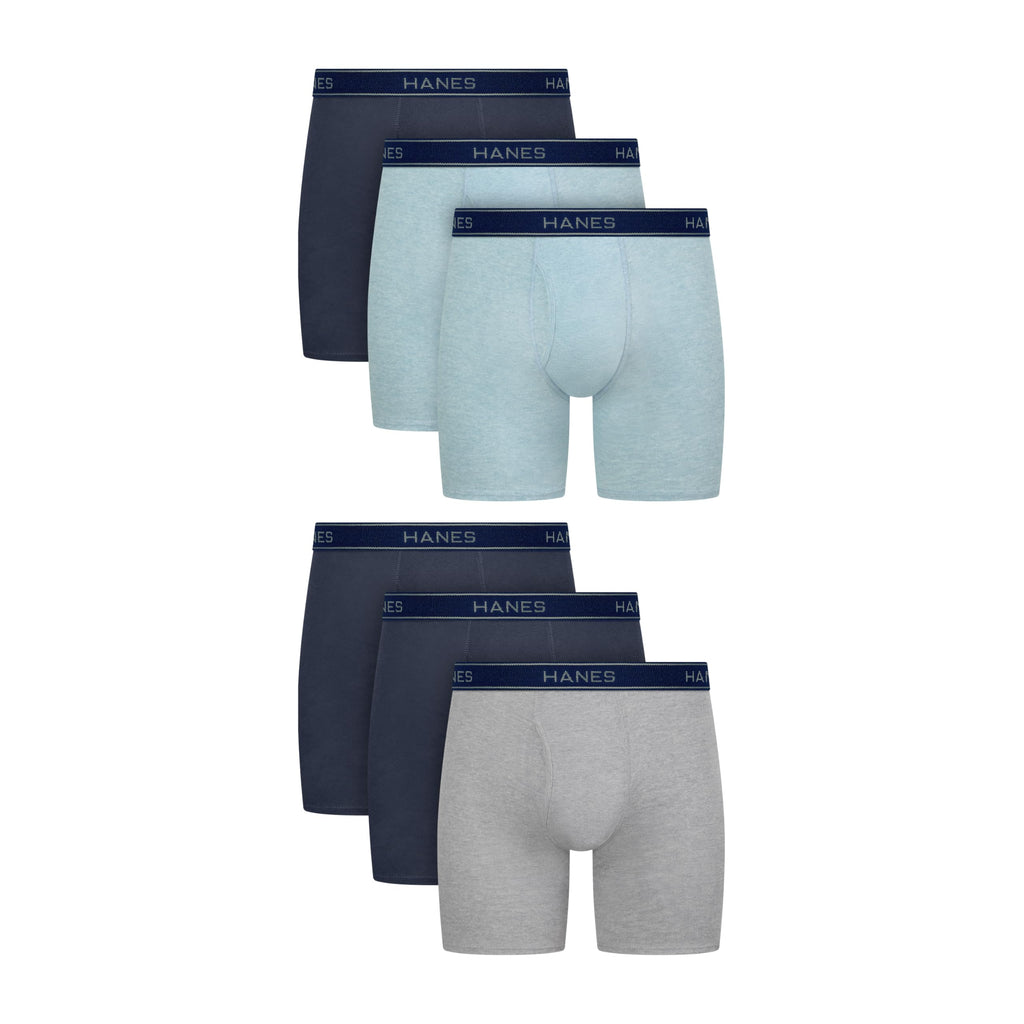 Hanes Paquete de calzoncillos tipo bóxer para hombre, de algodón fresco y transpirable, absorbe la humedad para hombre, sin enrollamiento