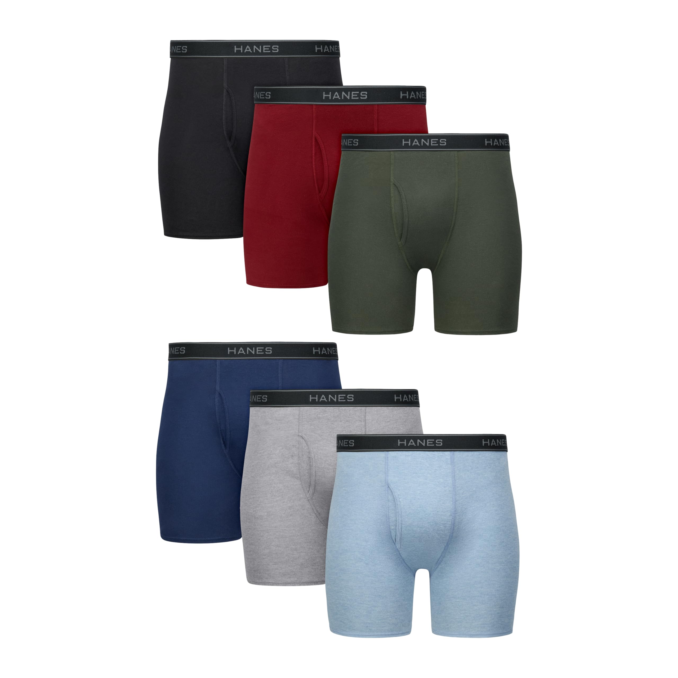 Hanes Paquete de calzoncillos tipo bóxer para hombre, de algodón fresco y transpirable, absorbe la humedad para hombre, sin enrollamiento