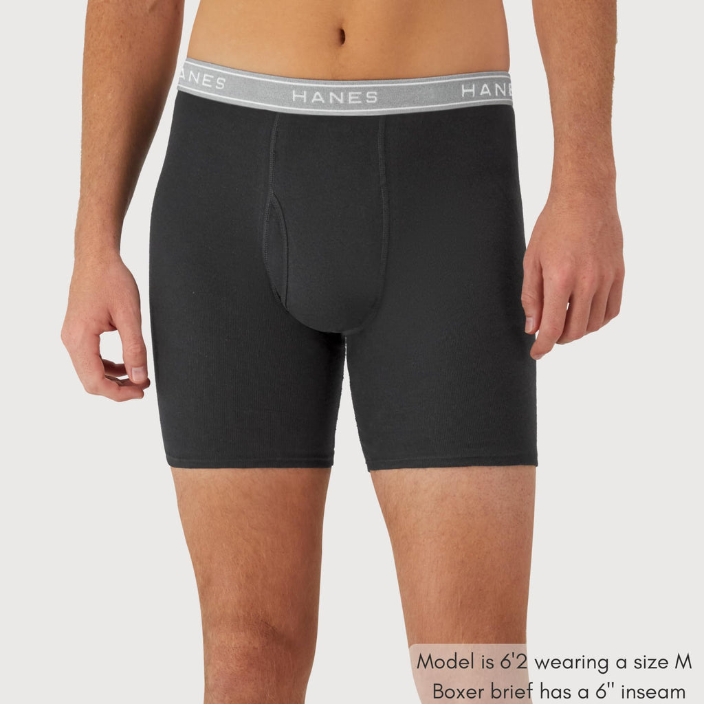 Hanes Paquete de calzoncillos tipo bóxer para hombre, de algodón fresco y transpirable, absorbe la humedad para hombre, sin enrollamiento