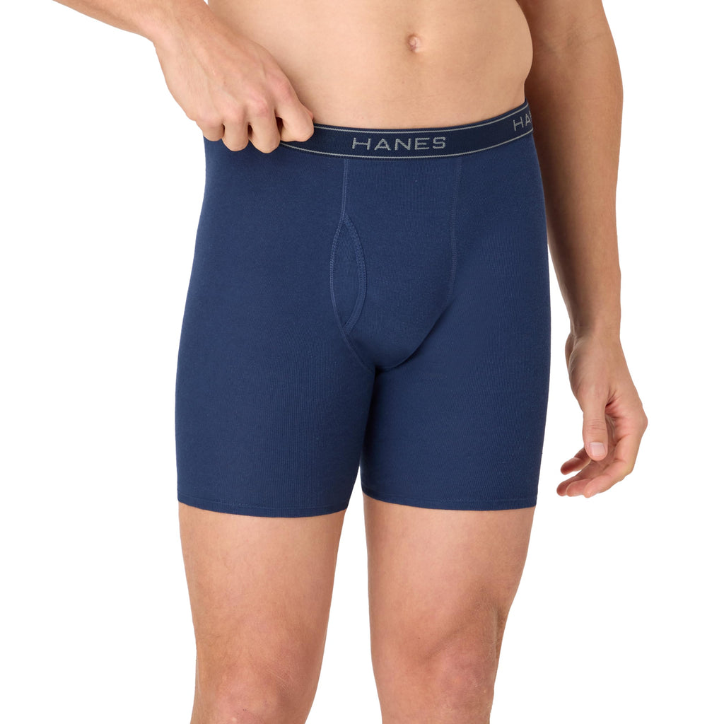 Hanes Paquete de calzoncillos tipo bóxer para hombre, de algodón fresco y transpirable, absorbe la humedad para hombre, sin enrollamiento
