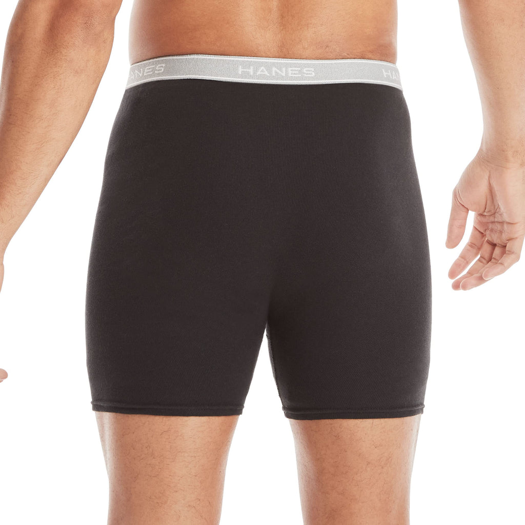 Hanes Paquete de calzoncillos tipo bóxer para hombre, de algodón fresco y transpirable, absorbe la humedad para hombre, sin enrollamiento