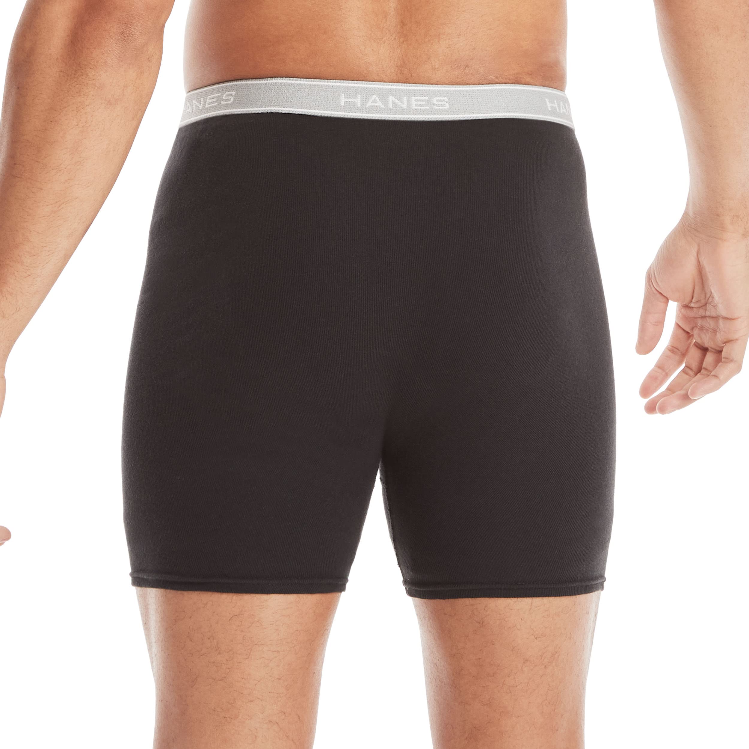 Hanes Paquete de calzoncillos tipo bóxer para hombre, de algodón fresco y transpirable, absorbe la humedad para hombre, sin enrollamiento