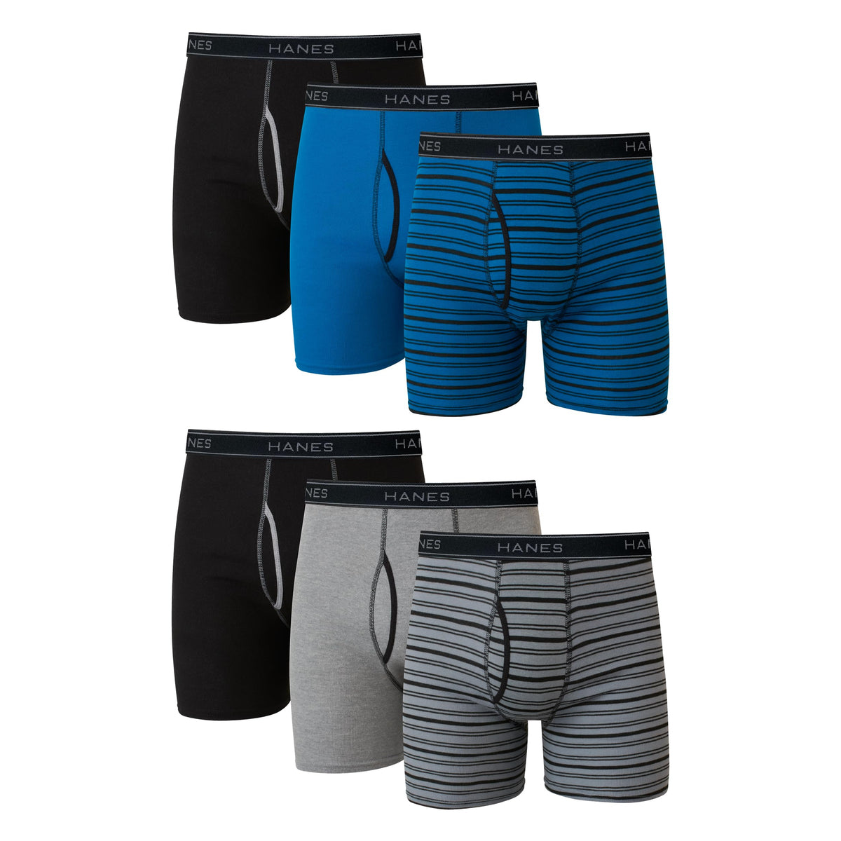 Hanes Paquete de calzoncillos tipo bóxer para hombre, de algodón fresco y transpirable, absorbe la humedad para hombre, sin enrollamiento