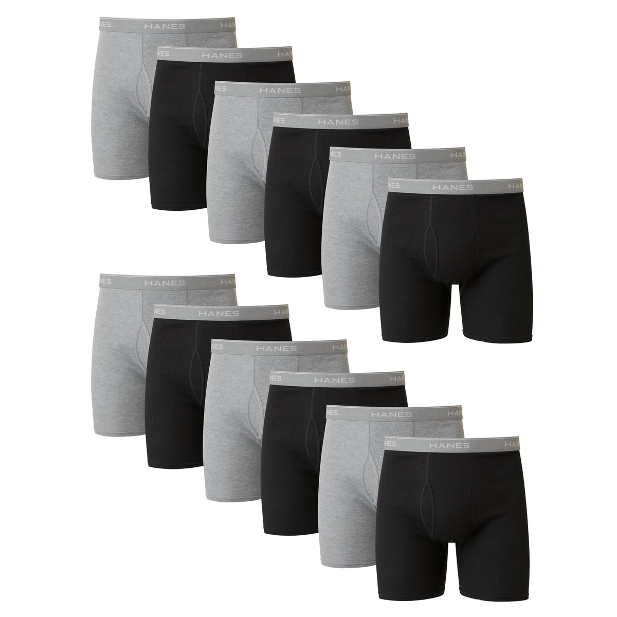 Hanes Paquete de calzoncillos tipo bóxer para hombre, de algodón fresco y transpirable, absorbe la humedad para hombre, sin enrollamiento