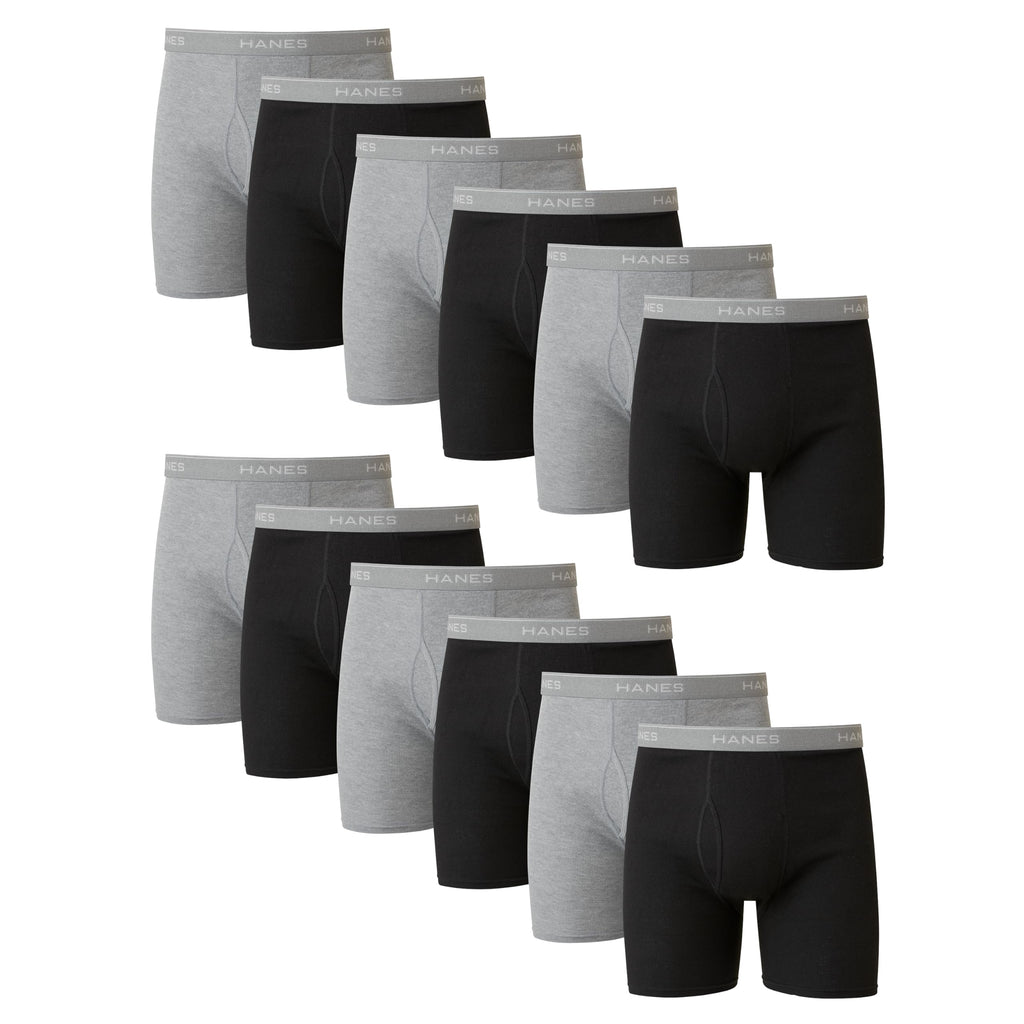 Hanes Paquete de calzoncillos tipo bóxer para hombre, de algodón fresco y transpirable, absorbe la humedad para hombre, sin enrollamiento