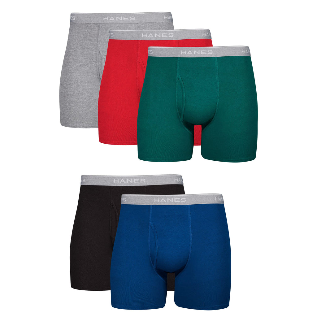 Hanes Paquete de calzoncillos tipo bóxer para hombre, de algodón fresco y transpirable, absorbe la humedad para hombre, sin enrollamiento