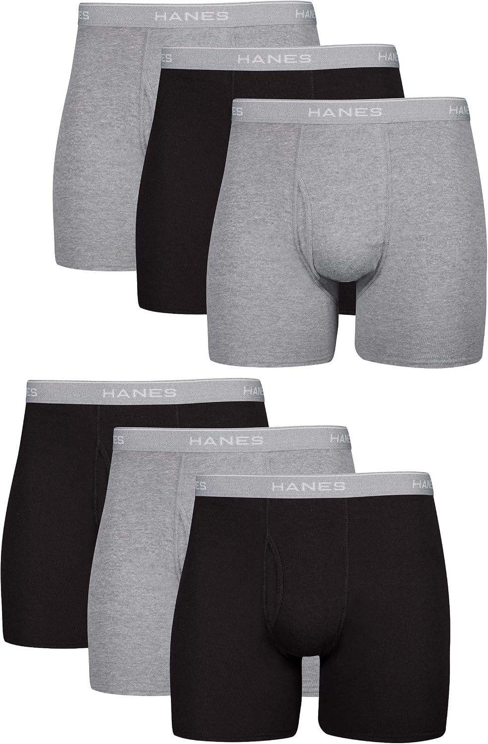 Hanes Paquete de calzoncillos tipo bóxer para hombre, de algodón fresco y transpirable, absorbe la humedad para hombre, sin enrollamiento