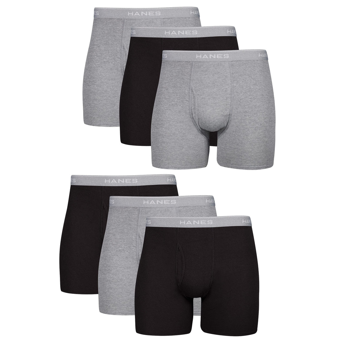Hanes Paquete de calzoncillos tipo bóxer para hombre, de algodón fresco y transpirable, absorbe la humedad para hombre, sin enrollamiento