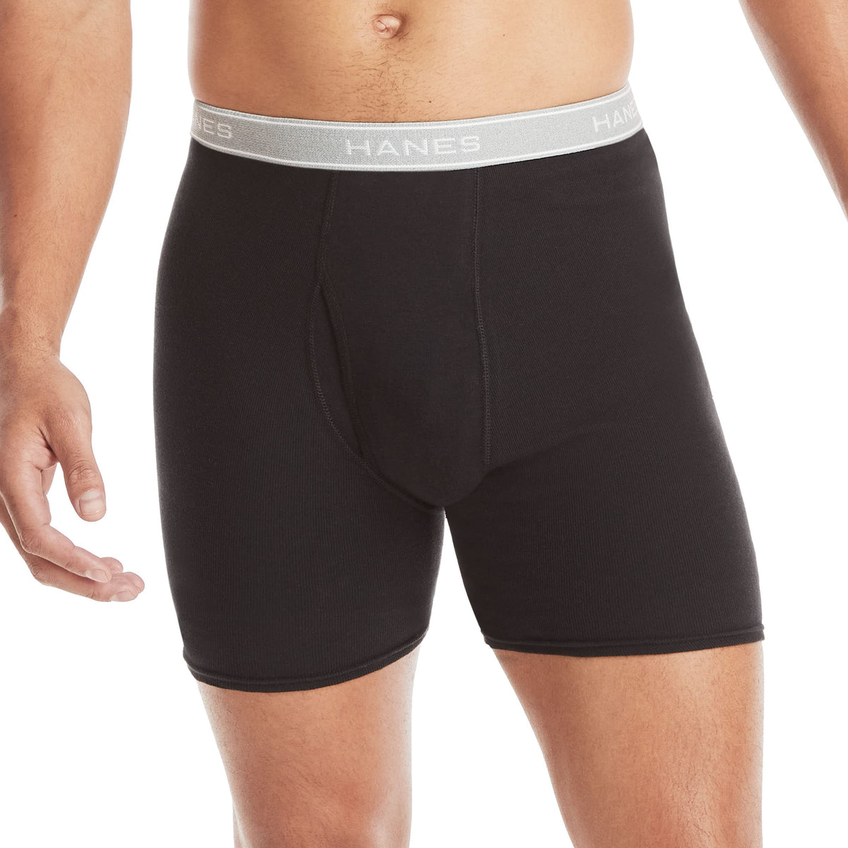 Hanes Paquete de calzoncillos tipo bóxer para hombre, de algodón fresco y transpirable, absorbe la humedad para hombre, sin enrollamiento
