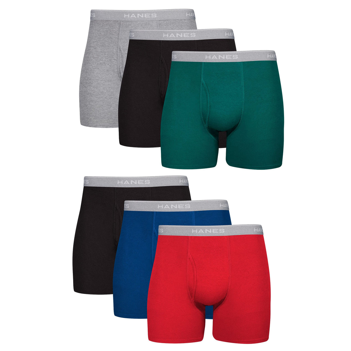 Hanes Paquete de calzoncillos tipo bóxer para hombre, de algodón fresco y transpirable, absorbe la humedad para hombre, sin enrollamiento