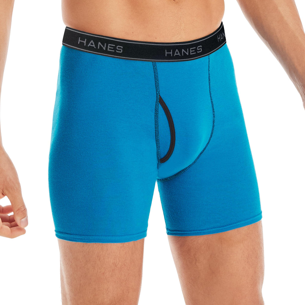 Hanes Paquete de calzoncillos tipo bóxer para hombre, de algodón fresco y transpirable, absorbe la humedad para hombre, sin enrollamiento