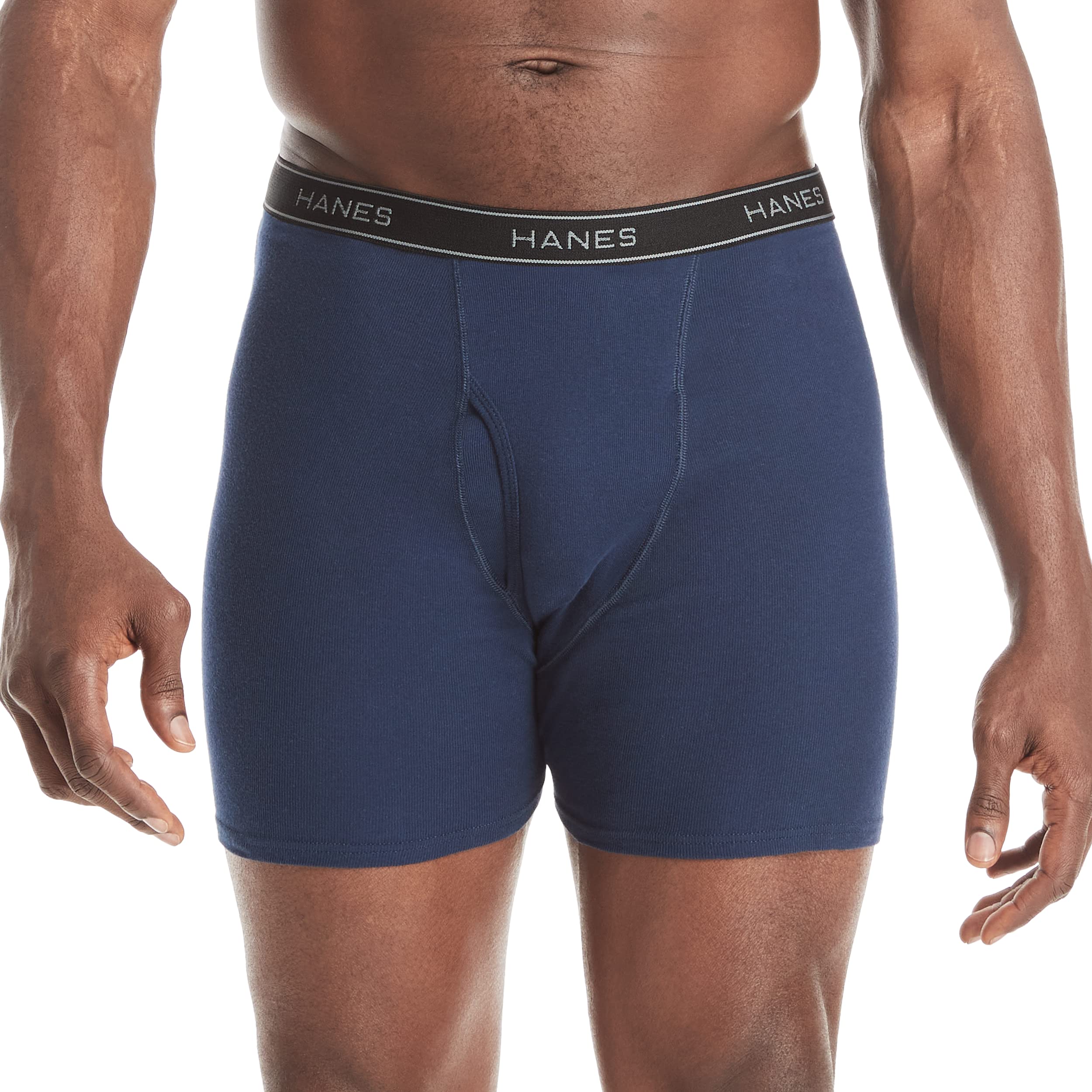 Hanes Paquete de calzoncillos tipo bóxer para hombre, de algodón fresco y transpirable, absorbe la humedad para hombre, sin enrollamiento
