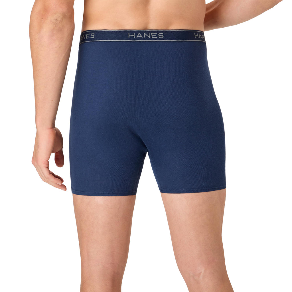 Hanes Paquete de calzoncillos tipo bóxer para hombre, de algodón fresco y transpirable, absorbe la humedad para hombre, sin enrollamiento