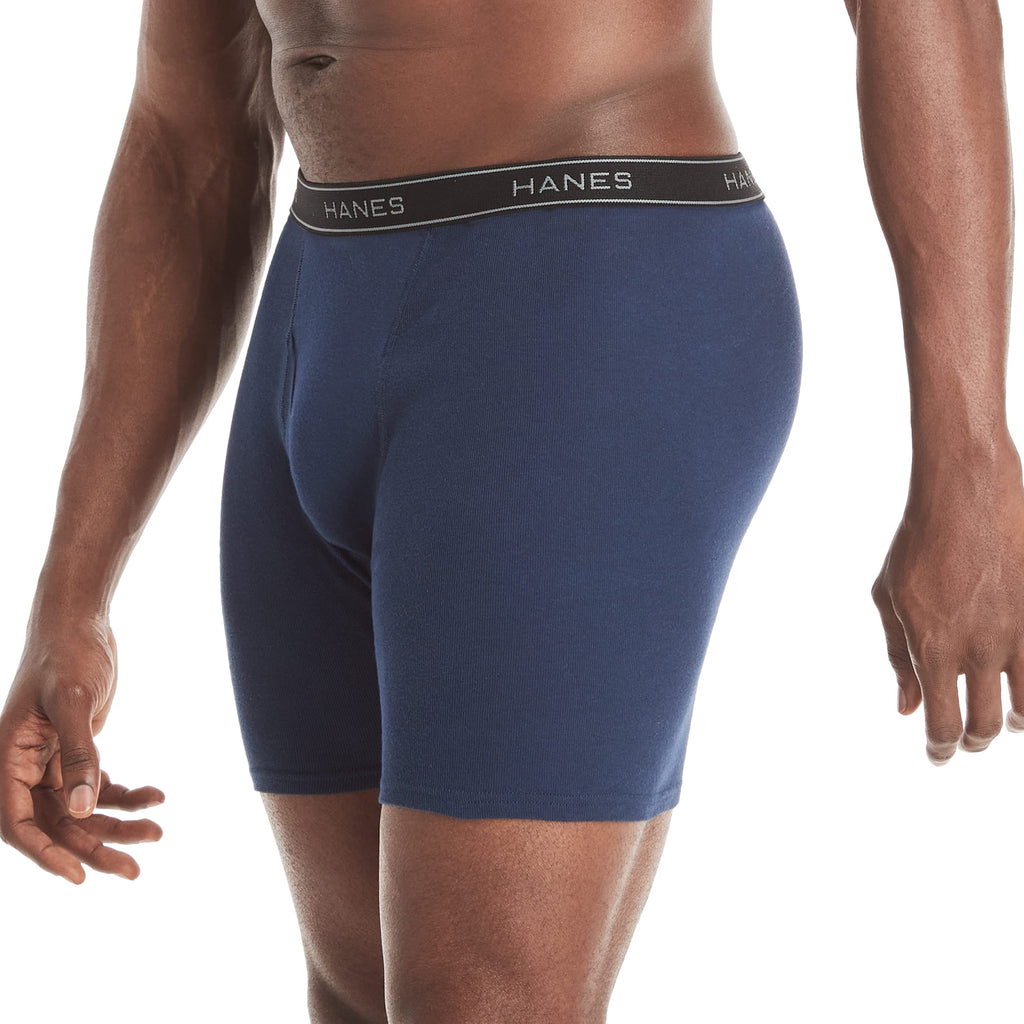 Hanes Paquete de calzoncillos tipo bóxer para hombre, de algodón fresco y transpirable, absorbe la humedad para hombre, sin enrollamiento