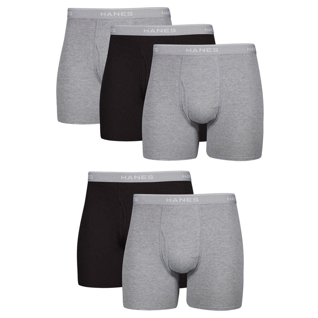 Hanes Paquete de calzoncillos tipo bóxer para hombre, de algodón fresco y transpirable, absorbe la humedad para hombre, sin enrollamiento