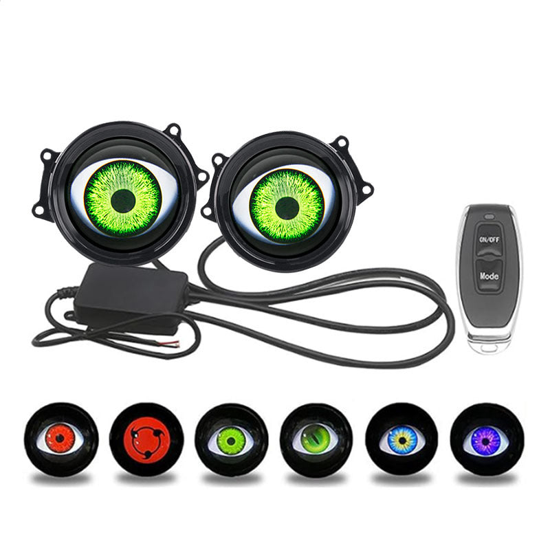 Demon Eye LED Car Headlight — 33 RGB Modes with Remote Control