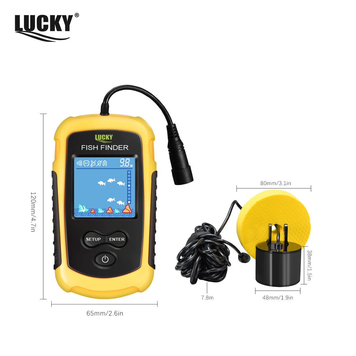 Portable Sonar Fish Finder — 100M Depth, Fish Alarm & LCD Display